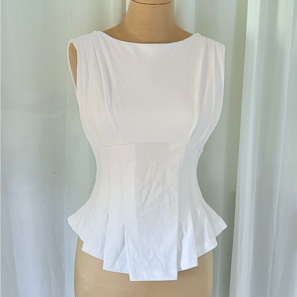 Zara White Peplum Camisole Top